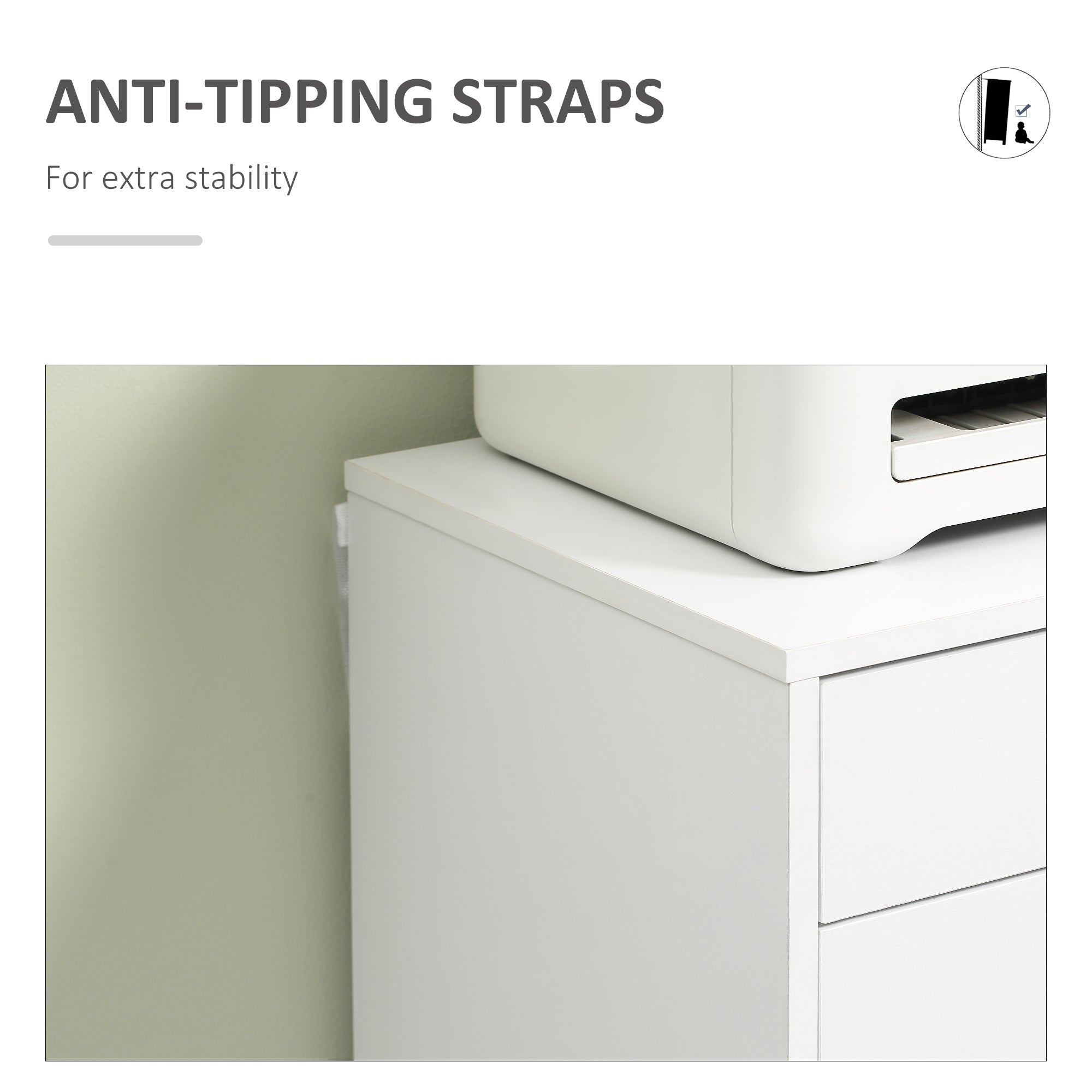 Vinsetto Seven-Drawer Filing Cabinet, with Wheels - White